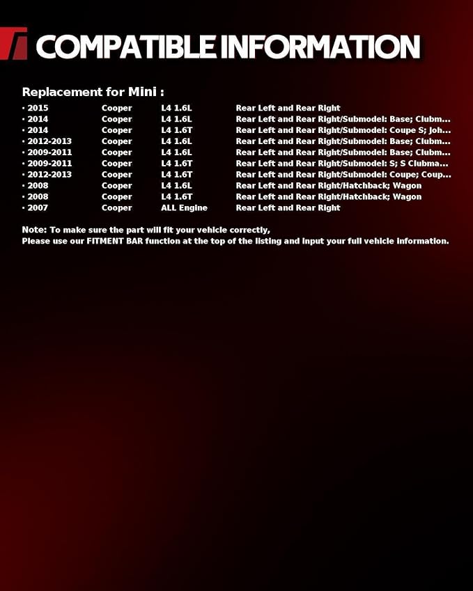 Torchbeam Rear Brake Calipers Set for Mini 2008-2014 Cooper 1.6T, Mini 2008-2015 Cooper 1.6L, Mini 2007 Cooper, Rear Left and Rear Right Calipers Replace # 193318+193319