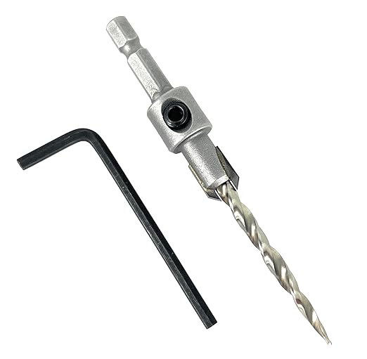 FTG USA #8 (11/64") Tungsten Carbide Tipped 82 Degree Countersink Drill Bit with Tapered Drill Bit, 1/4 Inch Quick Change Hex Shank and Allen Wrench