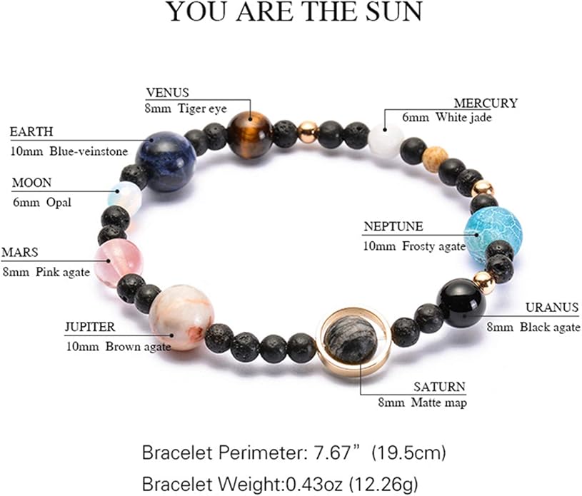 ONLYJUMP Planet Bracelet Solar System Universe Galaxy Bracelet Handmade Natural - Image 2