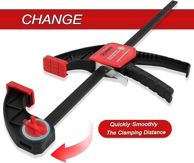 XINQIAO Bar Clamps for Woodworking 6 Inch (2) 12 Inch (2) Wood Clamps Set, One-Handed Spreader with 150 LBS for Stable and Reliable Fixing Solutions
