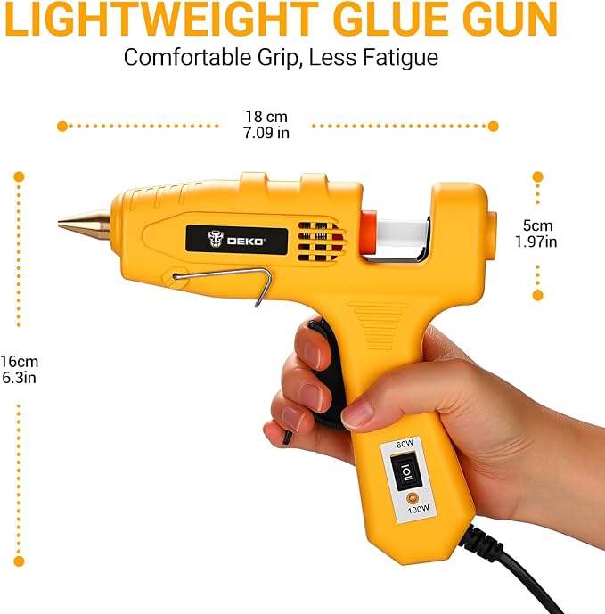 Hot Glue Gun Full Size: DEKOPRO 60/100Watt Dual Temp Hot Glue Gun Kit - Image 8