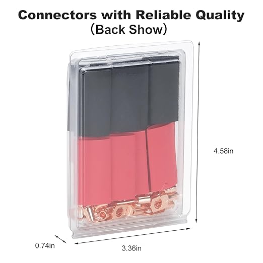 Thick Copper Electric Wire Lugs,20Pcs Bare Copper Gauge 12-10Awg-1/4(M6) Ring Heavy Duty Battery Cable Lugs Ends Ring Terminals Connectors with 20Pcs 3:1 Heat Shrink Tubing Assortment Kit