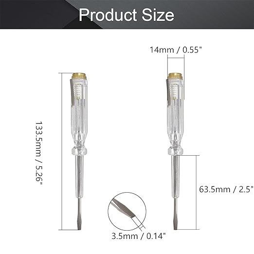 Fielect 10pcs Tester Screwdriver, Voltage Detector Pen Light Circuit Tester Electric Test Pen Screwdriver AC/DC 100-500V