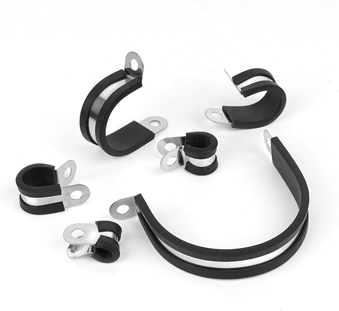 10 Pcs 2 Inch 304 Stainless Steel Cable Clamp, Rubber Cushioned Insulated Clamp, Conduits Pipe Strap Clamps for Pipe Fixing on Various Surfaces
