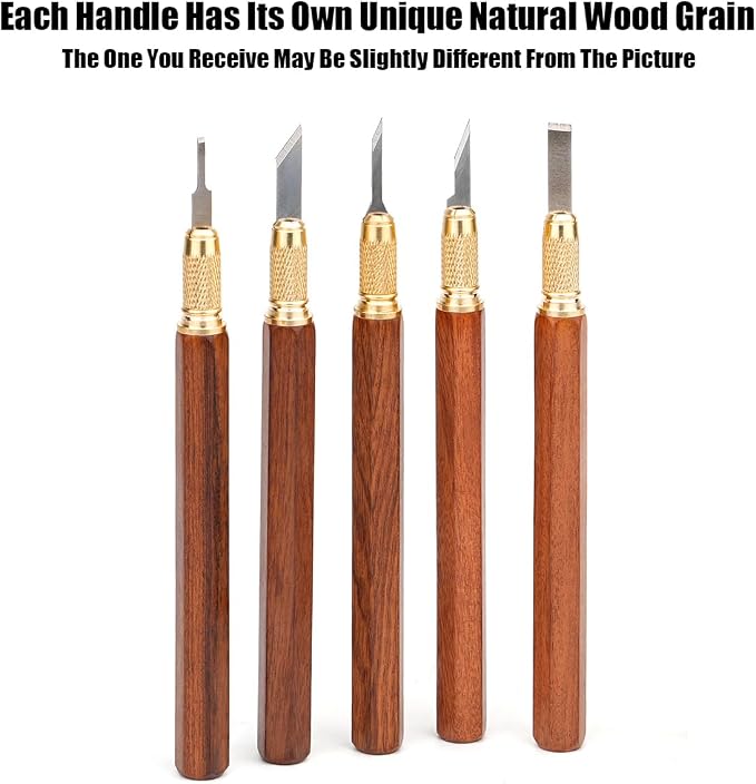 TOOLCOOL Precision Craft Knife Exacto Knife Hobby Knife Set Wooden Handle - Image 4