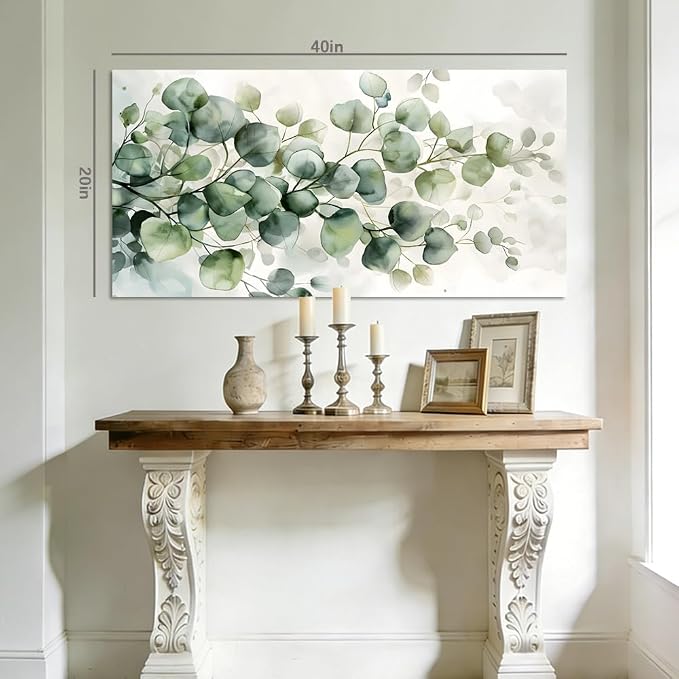 ZESTRILIA Soft Green Eucalyptus Leaves Canvas Wall Art, Calming Watercolor - Image 8