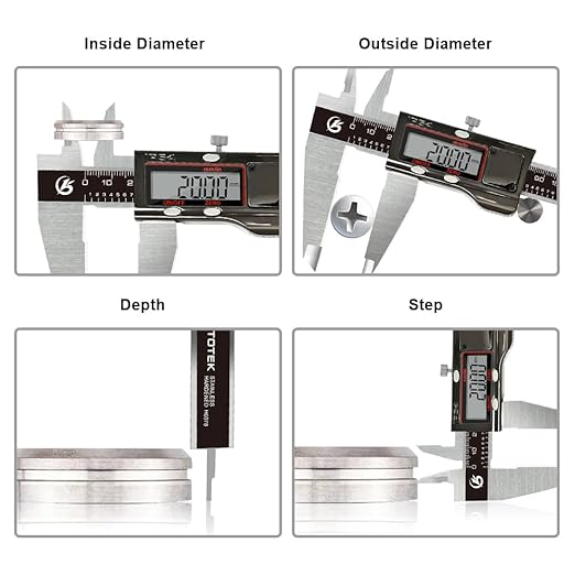 KETOTEK Digital Caliper 8" Electronic Caliper IP54 Splash Proof, Measuring Tool with Stainless Steel, Micrometer LCD Screen, Switch from Inch Metric, Auto-Off for 3D Printing, Jewelry (200 mm)