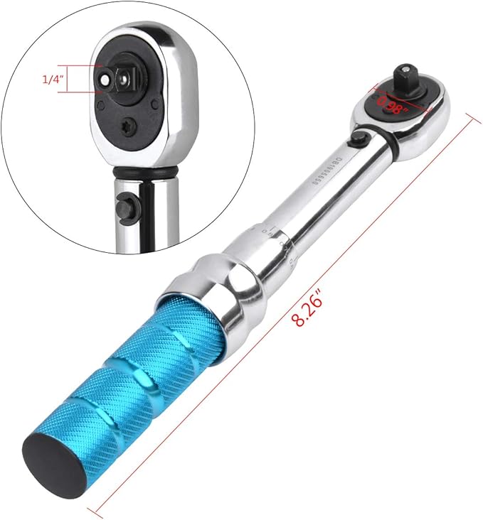 COTOUXKER Bike Torque Wrench Set, 1/4 Inch Drive Torque Wrench 2 to 14 Nm Bicycle Tool Kit for MTB Mountain Road Bikes with Allen Key, Torx Sockets, Extension Bar