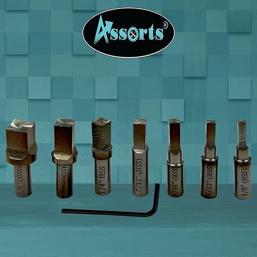 ASSORTS Precision Rotary Broach with MT-2 Shank (M-10/1.5” Drawbar Thread) and H.S.S Square Punch 7 Pcs– Ideal for CNC, Lathe, Milling & Drilling Machines