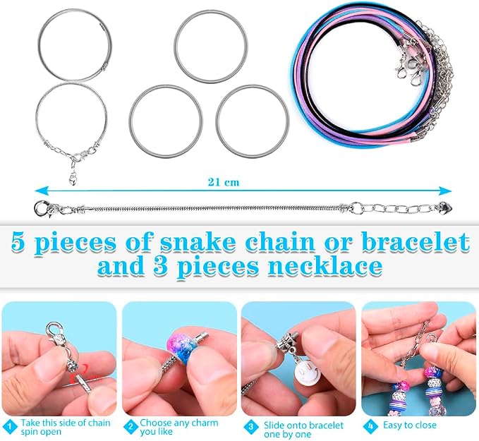 AIPRIDY 150 Pieces Charm Bracelet Making Kit, Unicorn Mermaid Crafts Gifts Set - Image 4