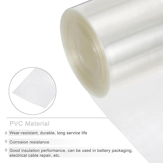 MECCANIXITY Battery Wrap PVC Heat Shrink Tubing 42mm Dia 66mm Flat 20 Feet(6meters) Clear Good Insulation for Battery Pack
