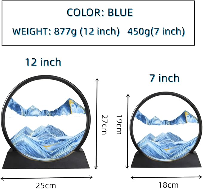 BGFJYUK Moving Sand Art Picture in Motion, Round Tempered Glass 3D Deep Sea - Image 5