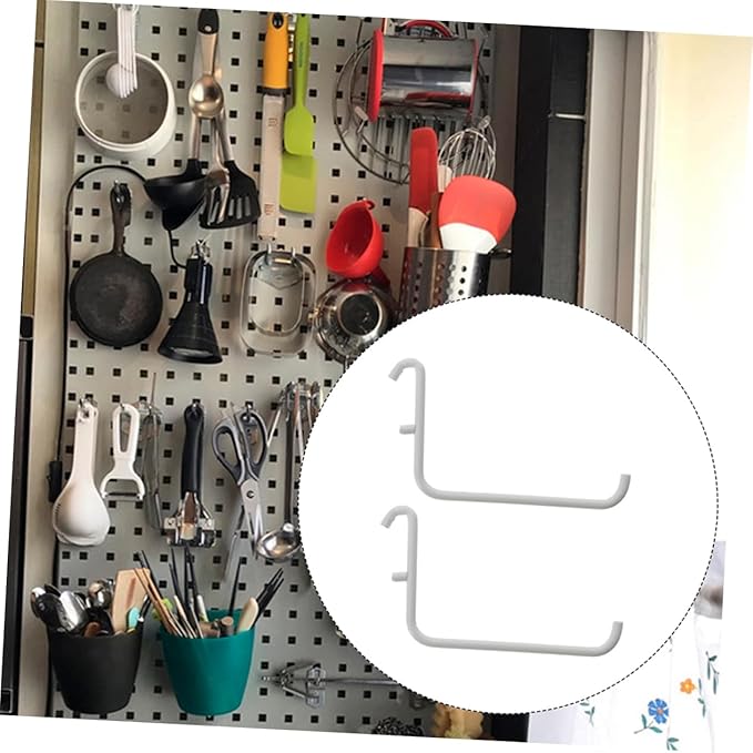 COHEALI Heavy Duty Hardware Bracket Hook Set - 3 Pack White Metal Hooks for Pegboard Tool Organization Easy Installation for Garage and Home Use