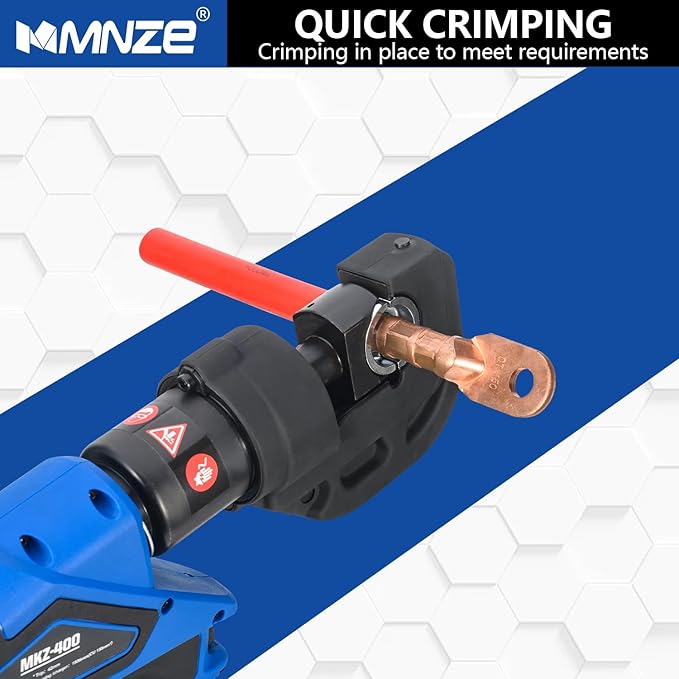 Electric Hydraulic Cable Lug Crimping Tool Range 8 AWG-800 MCM Rechargeable Crimper 12 Ton Electrical Terminal Cable Wire Fiber Crimper Kit with 13 Dies