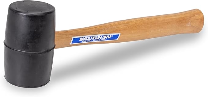VAUGHAN Solid Rubber Mallet, Quality Rubber 20 oz Head, Made In The USA, Hardwood Handle, RM2B, VN57431