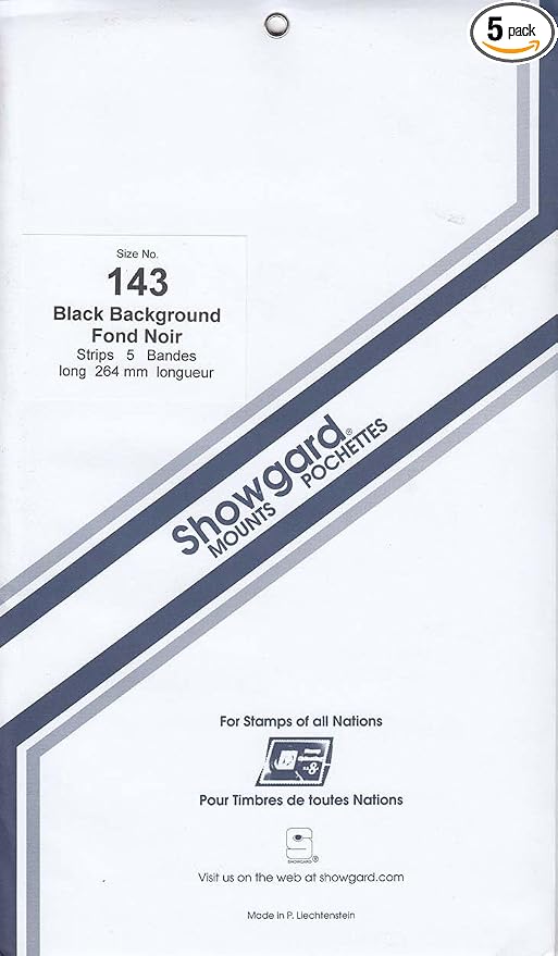 Strip Style Black Stamp Mounts Size 143 by Showgard