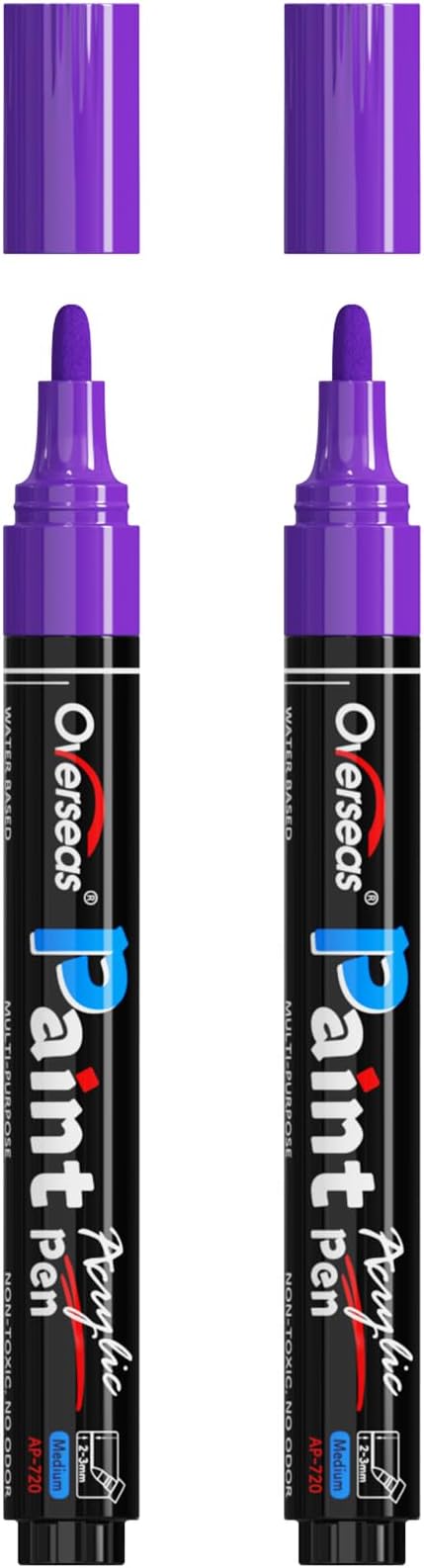 Overseas 2 Pack Purple Acrylic Paint Pens Permanent Markers, Medium Tip | by Overseas