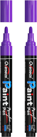 Overseas 2 Pack Purple Acrylic Paint Pens Permanent Markers, Medium Tip | by Overseas