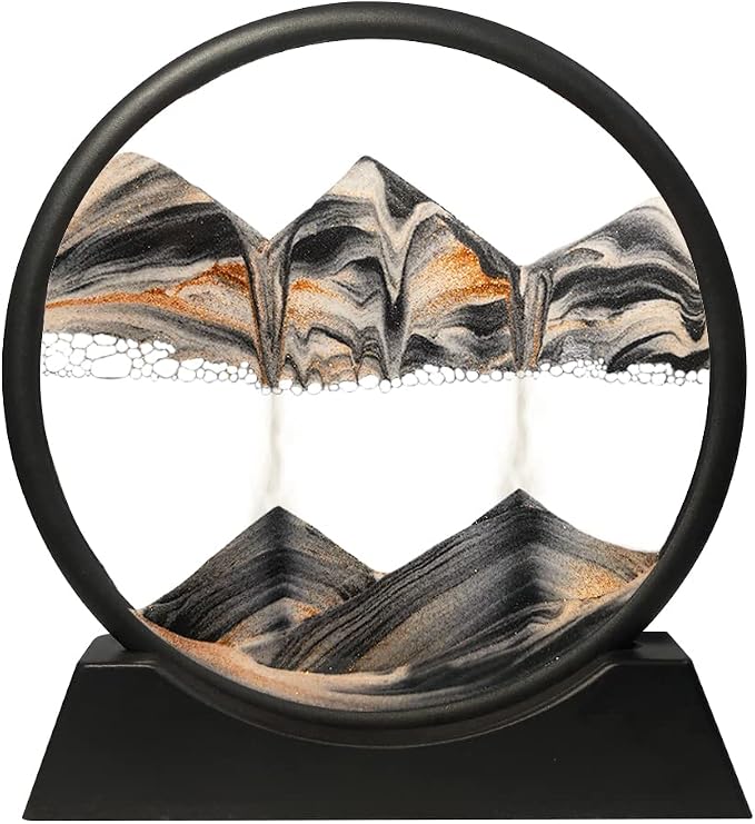Muyan Moving Sand Art Picture Sandscapes in Motion Round Glass 3D Deep Sea Sand by Muyan