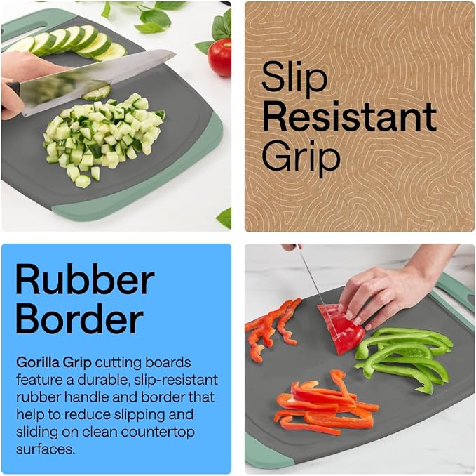 GORILLA GRIP BPA-Free Reversible Kitchen Cutting Board Set of 3, US Designed - Image 3