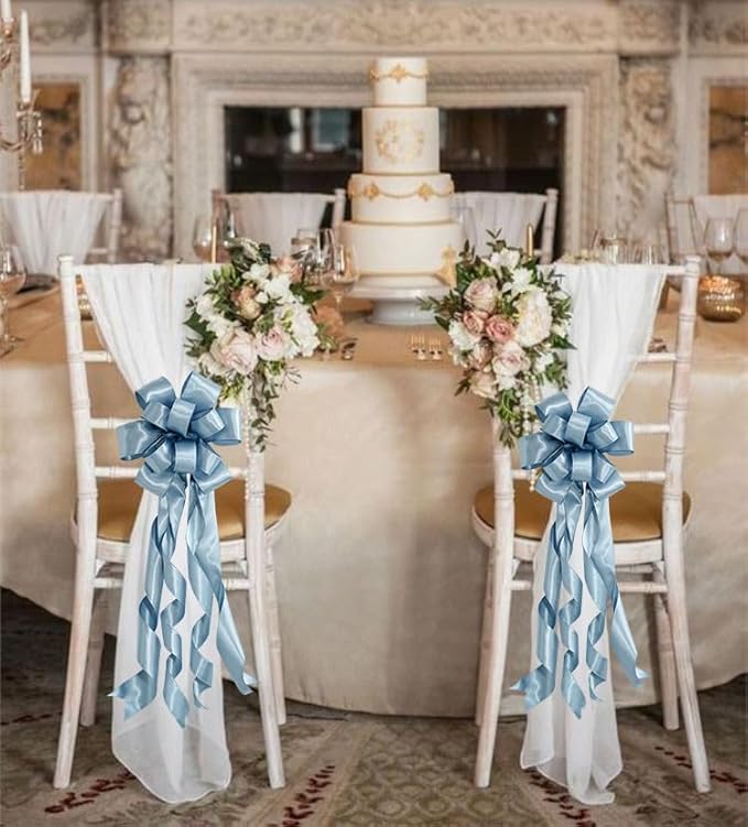 HUIHUANG Dusty Blue Wired Ribbon 1-1/2 inch French Blue Double-Faced Satin - Image 5