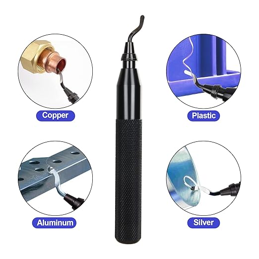 Acrux7 Deburring Tool with 15pcs Extra Rotary High Speed Steel Blades, Deburr Cutters Deburring Tool Kit for 3D Printing, Resin, Plastic, Metal, Copper, PVC Pipe (Black)