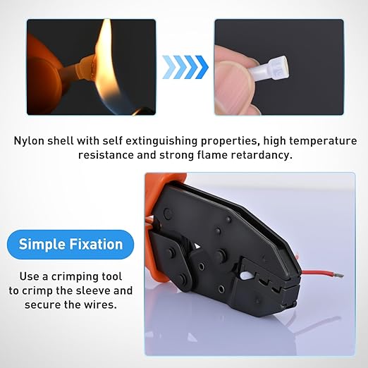 Nilight 300PCS CE2 Closed End Crimp Terminal 16-14 Gauge Nylon Insulated Closed End Wire Cap Wire Connectors Crimp Cap Terminals Connectors for Automotive Car Truck Boats Marine Electrical Wiring