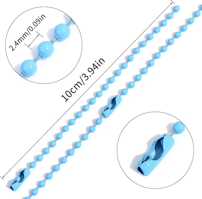 Lemonkey 100Pcs Ball Beads Chains Bulk, 4 Inch Dog Tag Metal Small Chains - Image 2