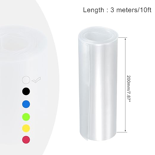 MECCANIXITY Battery Wrap PVC Heat Shrink Tubing 127mm Dia 200mm Flat 10 Feet(3meters) Clear Good Insulation for Battery Pack