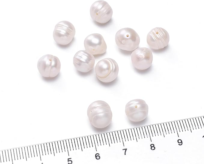 Natural Pearl Beads Potato 9-10mm White Freshwater Cultured Loose Gemstone Beads for DIY Jewelry Making 13.8''/Strand HQ