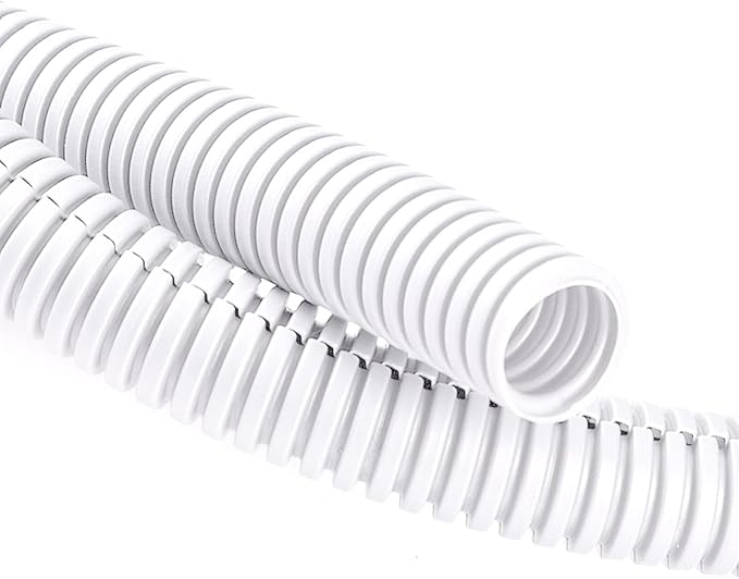 ZhiYo 20FT 3/8” Wire Loom Split Tubing Auto Wire Conduit Flexible Cover | High Temperature Heat Resistant -40F to 257F | Plastic Cover for Electrical Wires & Cables, White
