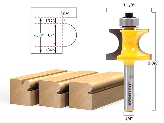 YONICO Router Bits Bullnose Bead 1/2-Inch Bead 1/4-Inch Shank 13193q