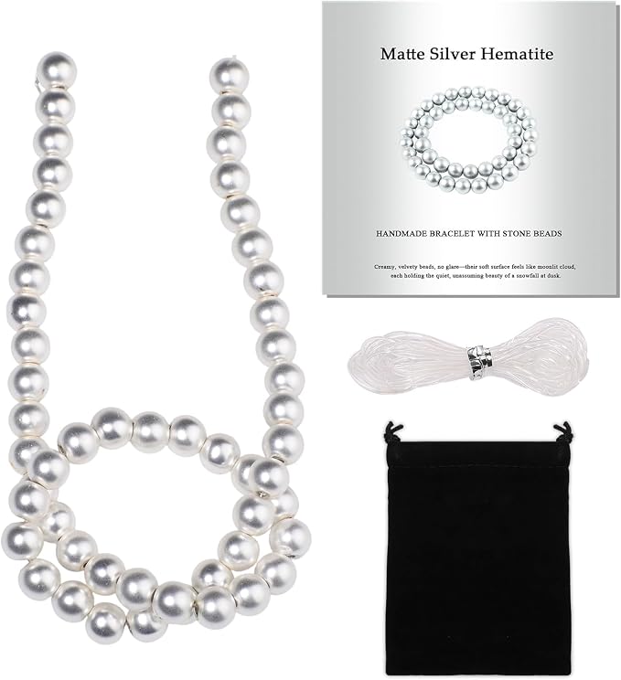 8mm Matte Silver Hematite Bead, 15-Inch Matte Round Loose Stone Beads by THRELE