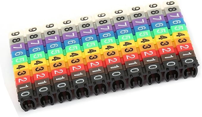 Clip-on String Wire Marking Boxed Plastic Digital Number Wire Label Tube Set Colorful Cable Marker (100PCS KCM-2.5MM)
