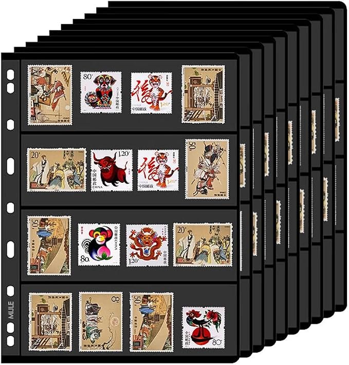 10-Sheet Stamp Album Binder Pockets by Unknown