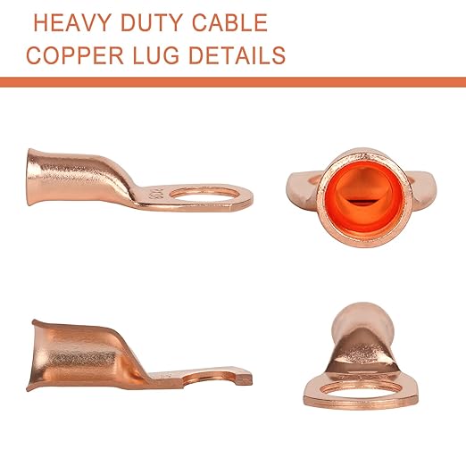62PCS 8 AWG Ring Terminal Connectors Battery Copper Wire Lugs 8 Gauge 5/16", 3/8", 1/4", 1/2" with Heat Shrink Tubing Set, 30Pcs Battery Cable Ends and 32PCS Heat Shrink Tubing