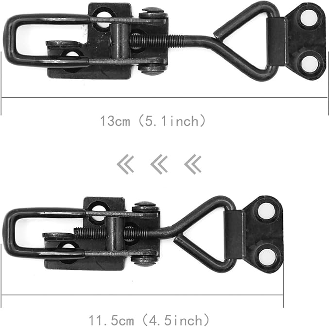 2 Pack Adjustable Black Toggle Clamp Latch(4002) Heavy Duty 550 lbs Capacity Toggle Latch & Quick Release Metal Pull Latches, Easy to Install for Lid Box Case Door Smoker(come with 10pcs 0.78" Screws)