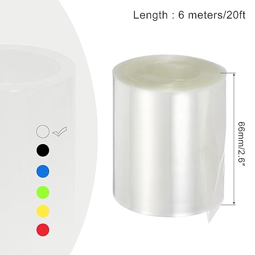 MECCANIXITY Battery Wrap PVC Heat Shrink Tubing 42mm Dia 66mm Flat 20 Feet(6meters) Clear Good Insulation for Battery Pack