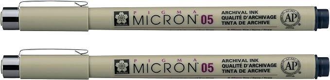 SAKURA PIGMA MICRON 05 FINELINER PEN, 0.45MM LINE WIDTH by SAKURAOFAMERICA