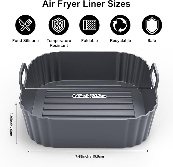 Square Silicone Air Fryer Liners 2 Pack, Compatible - Image 2