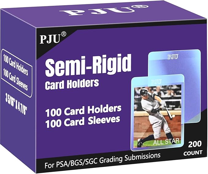100ct Semi Rigid Card Holders & 100ct Card Sleeves by PJU