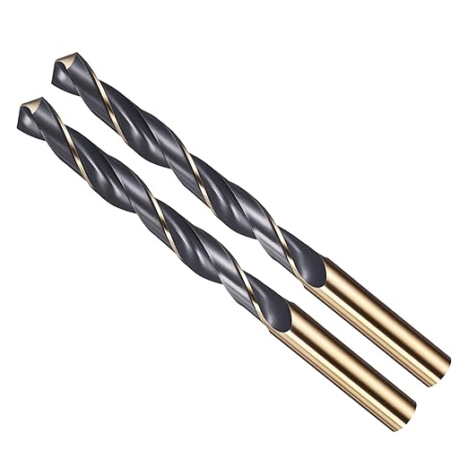 Drill Bit, 11mm Cutting Diameter, 4341 HSS Gold and Black 118° Cutting Angle Number Jobber Bits - (Applications: for Drilling Soft Metal Plastic Wood), 2-Pieces