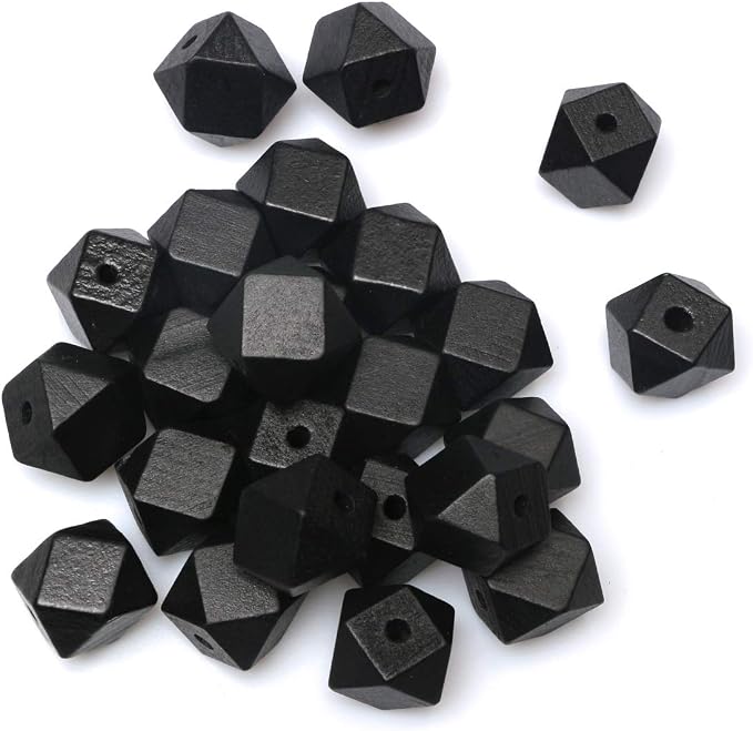 20mm Black Wooden Geometric Beads by woodeni