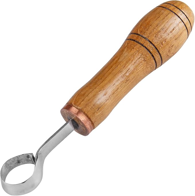 Wood Carving Scorp Knife | Round Carving Tool for Spoons, Bowls, and Cups | Oak Wood Handle with Carbon Steel Blade (1INCH)