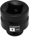 CASOMAN 1/2-Inch Drive x 1-Inch Shallow Impact Socket, SAE, 4-Point Square Socket, 1/2" Drive Axle Nut Socket for Easy Removal of Axle Shaft Nuts, CR-MO