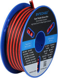 BNTECHGO 12 Gauge Flexible 2 Conductor Parallel Silicone Wire Spool Red Black High Resistant 200 deg C 600V for Single Color LED Strip Extension Cable Cord,Model 100ft Stranded Tinned Copper Wire