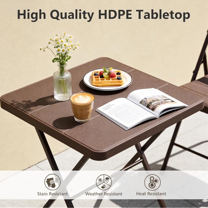 Folding Table, 27 Inch Square Folding Table, No Assembly Portable Camping - Image 4