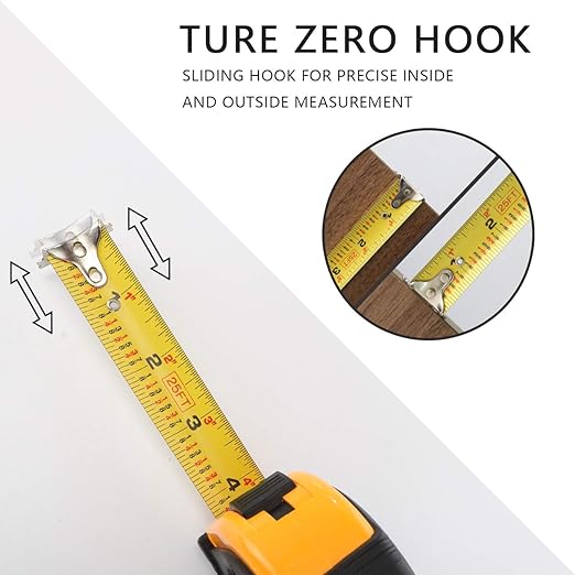 LAND 25Ft Retractable Measuring Tape - Heavy Duty Tape Measure, Inch/Metric Double Scale, Sturdy Matte Blade, Magnetic Hook for Measurement Alone, TPR Rubber Protective Case (25FT)