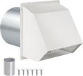 6 Inch Hooded Wall Vent with Screen and Damper,Wall Exhaust Vent Cover Cap,Dryer Vent Cover Outside,External Extractor Wall Vent Hood for House Kitchen Range Hood Air Ventilation,Galvanized Steel,Whit