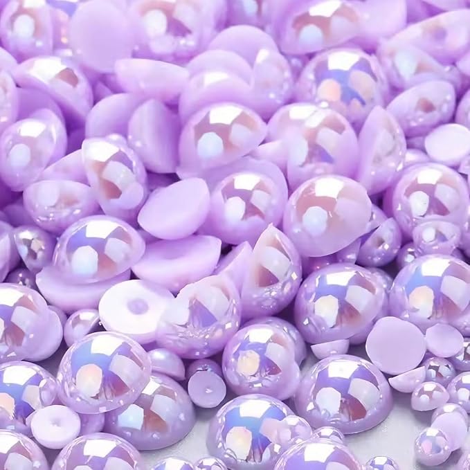 1000PCS Mixed Sizes 3/4/5/6/8/10mm Flatback Half Round Pearls Gems by Unknown